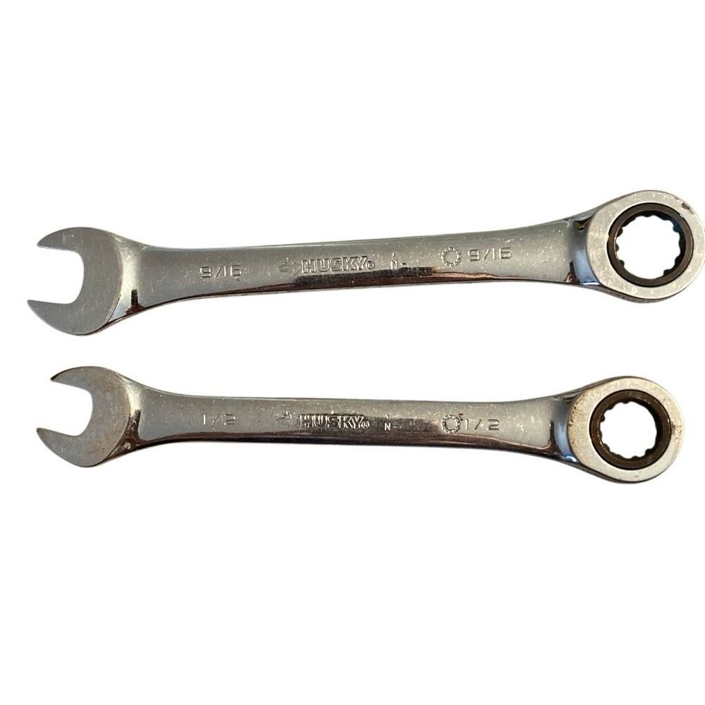 Husky 9/16 in 1/2 12 Point Ratcheting Combination Wrench Set Lifetime Warranty